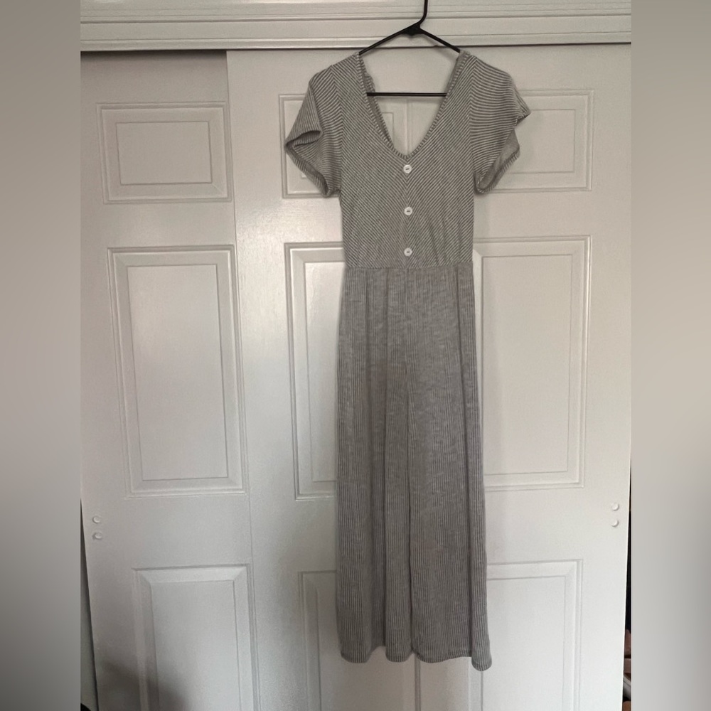 One piece jumpsuit - gray/white stripes